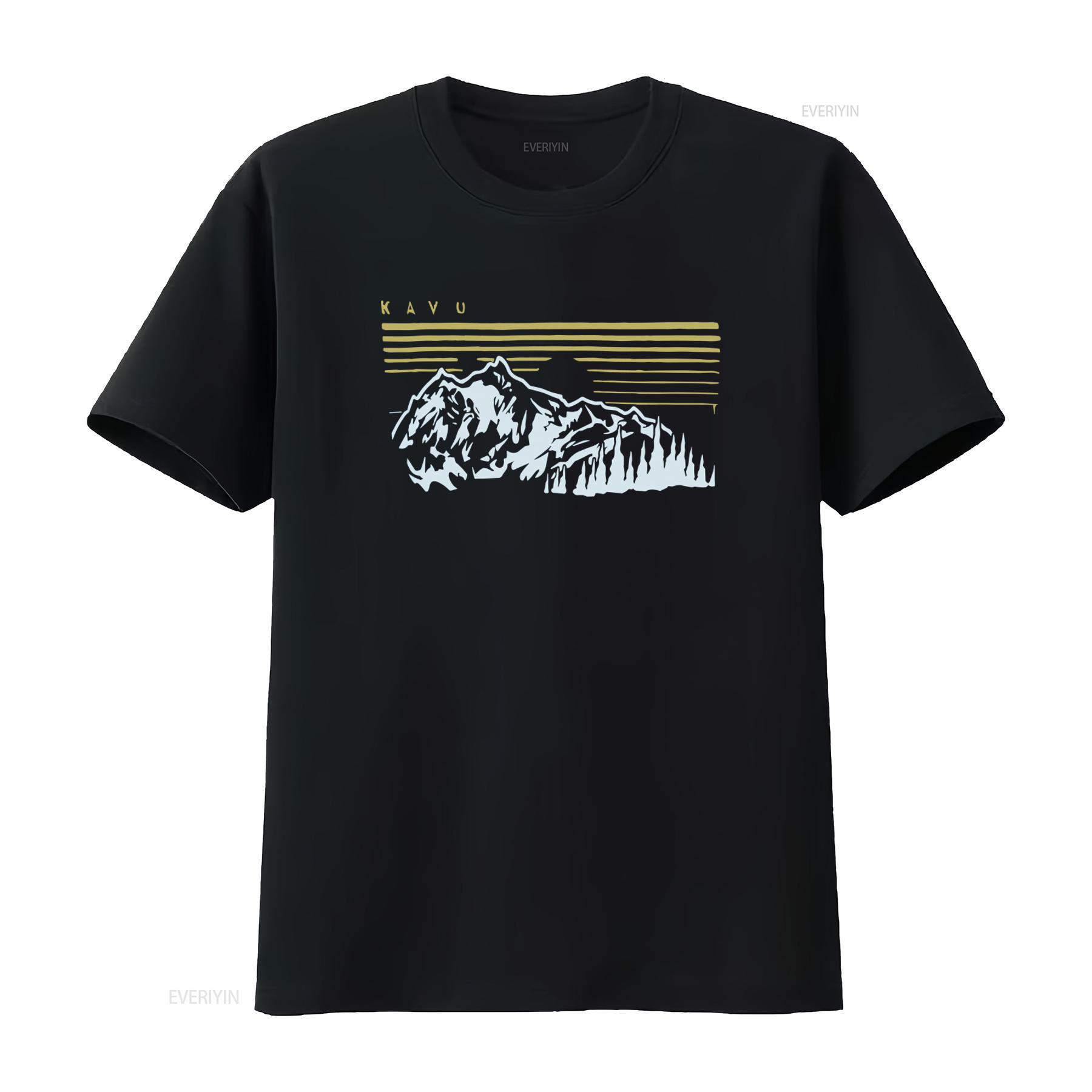 

Kavu High Ground Mountain Scene T Shirt River Blue Soft Cotton Blend Size XL vintage Washed homme Stretched 2XL