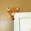 Cute Highland Cow Door Topper Small Wooden Door Frame Corner Sign Cartoon Cattle Computer Monitor Decor for Living Room Bedroom Office