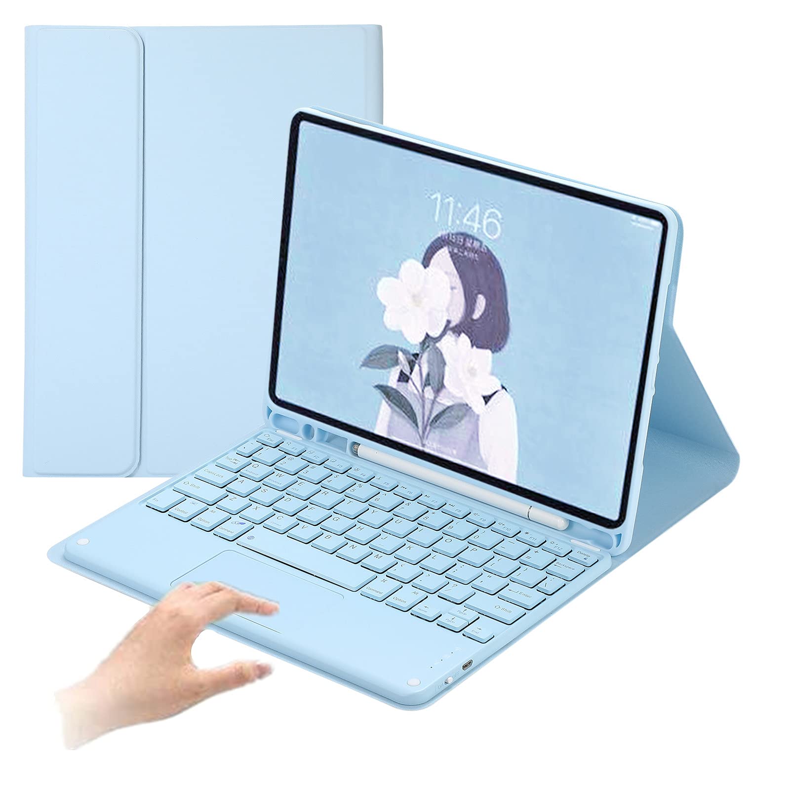 

Colorful Keyboard Case with Touchpad and Pen Holder for iPad 5th and 6th Generation Detachable Magnetic Bluetooth Wireless Keyboard and Compatible