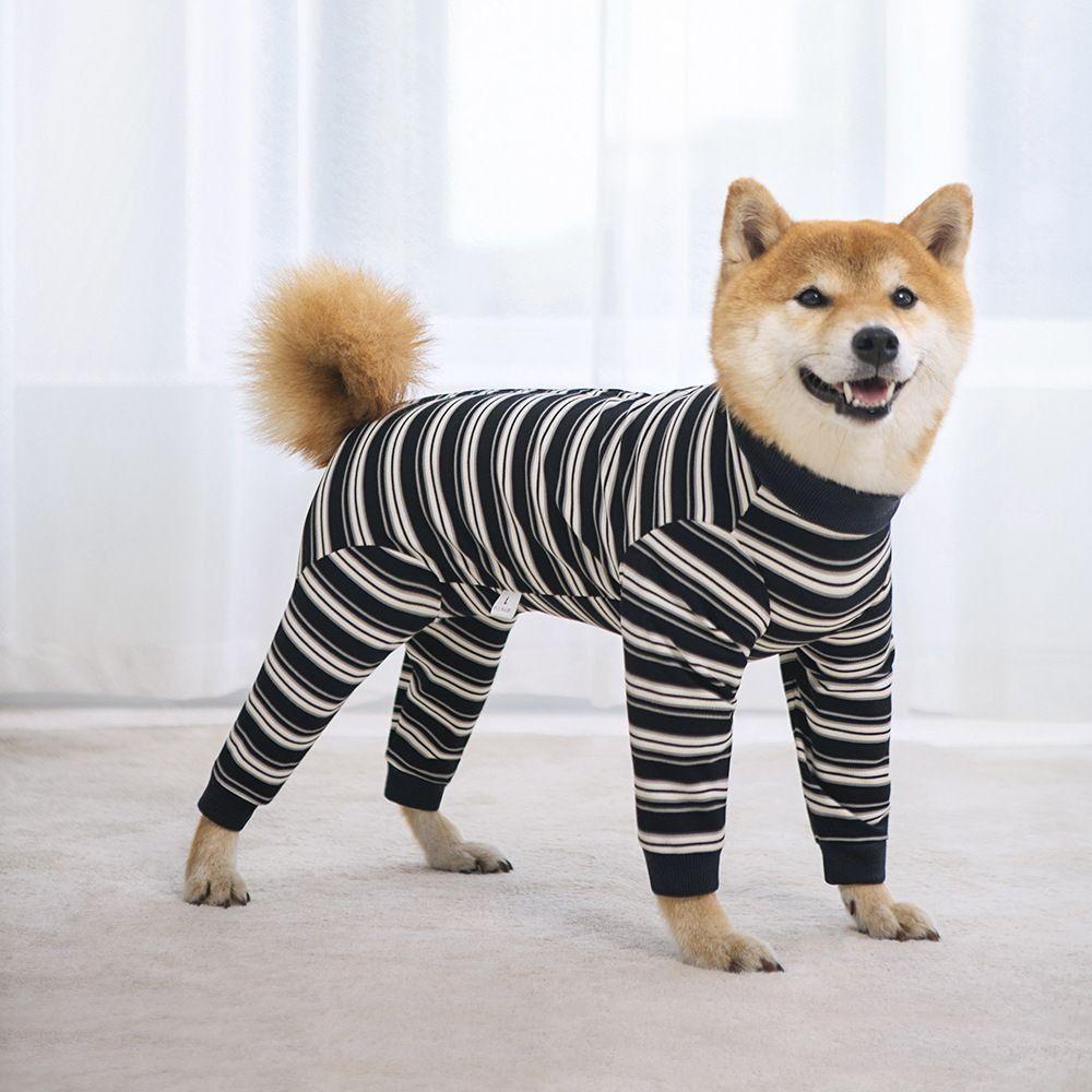 Four-legged Puppy Stripes Jumpsuits Fashionable Dog Pajamas Creative Pet Dog Clothes  Autum