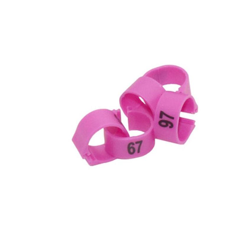 

100 шт. ID12мм/14мм Цифровое кольцо для птичьих лапок Голубь Попугай Птица Клип-кольцо Открытое кольцо 10 цветов №1~100 1.2cm розовый
