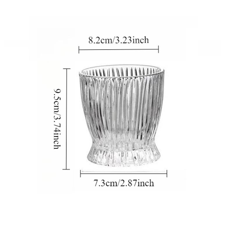 

280ml/370ml Striped Glass Cups Strawberry Milkshake Mugs Nordic Style Cocktail Glass Unique Design Flame Patterned Glass Cups 1pcs