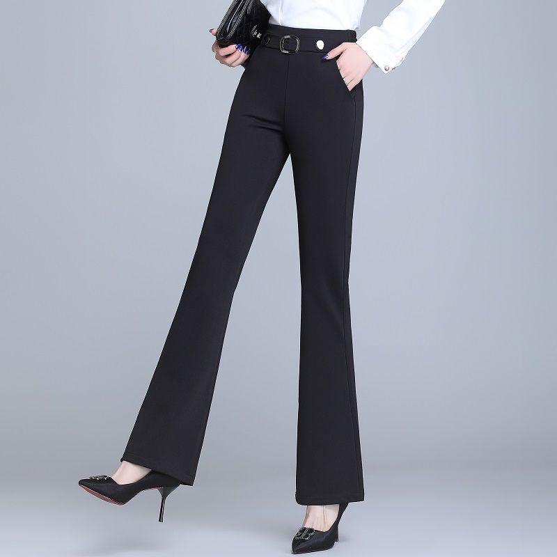 

Versatile High Waist Slimming Straight Leg Stretchy Bodycon Flare Suit Pants for Spring/Autumn - Comfortable Drape Wide Leg Design S (Recommended for 80-90 jin)