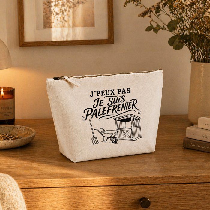 Trousse de toilette - PLANETEE - J'peux pas je suis Palefrenier - 100% coton - 3 L - Zip métal
