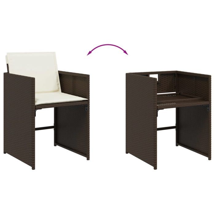 VidaXL Garden Dining Set and Cushions 11 Pcs Brown Rattan 3277916