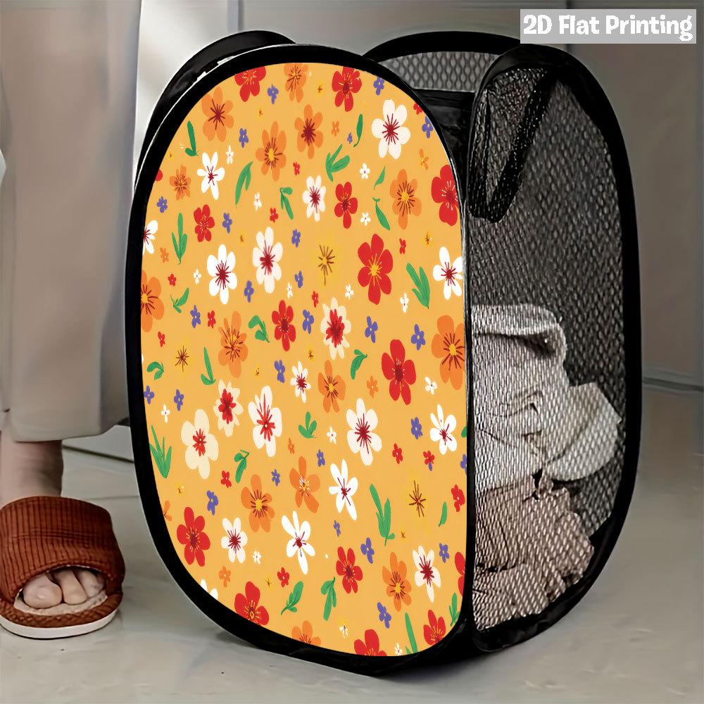 1Pcs Autumn Sunflower Pumpkin Series 6 Pop-Up Laundry Hamper Expandable Mesh Hamper Basket for Room Bedroom Bathroom Organization Contemporary Storage