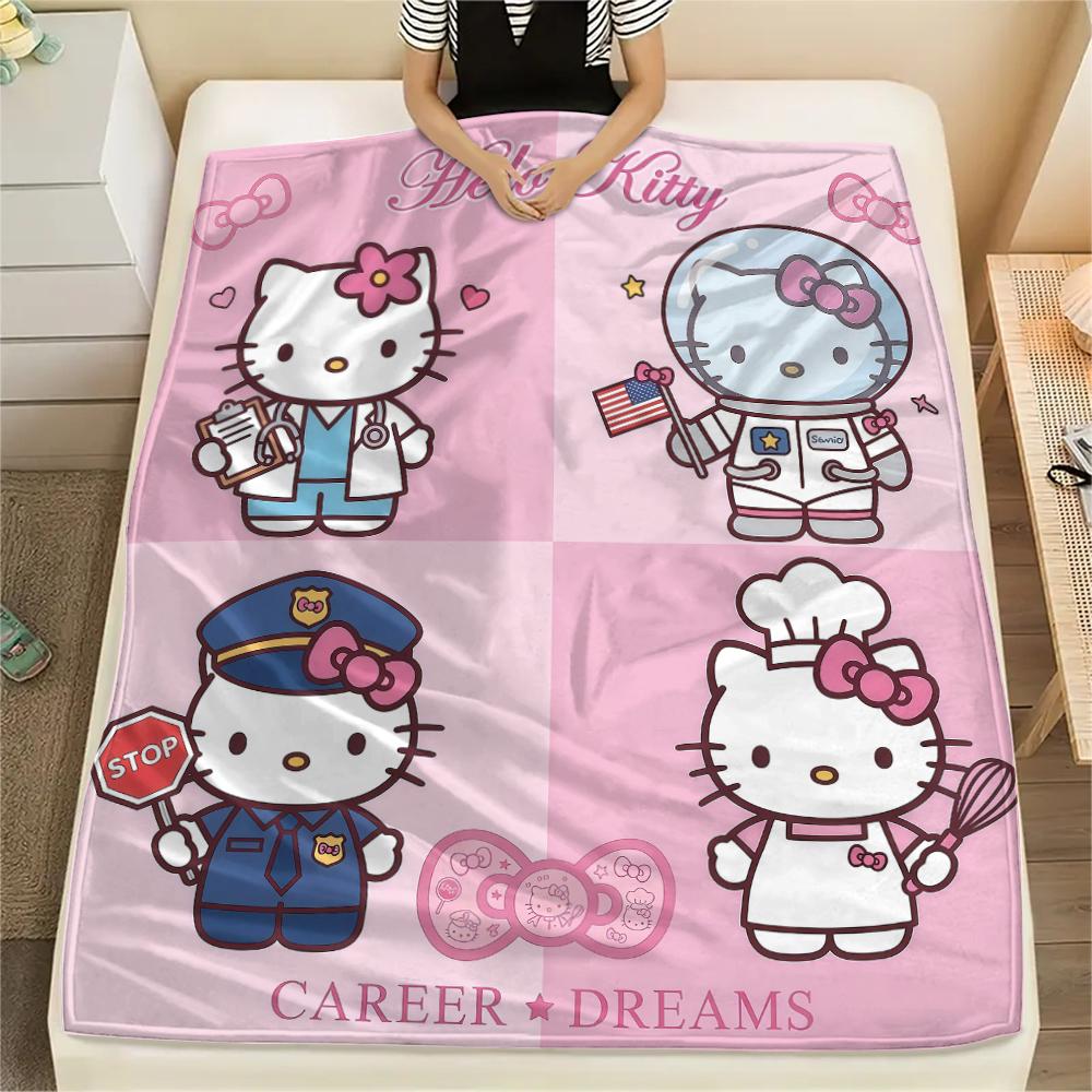 1PC Hello Kitty Cute Print Flannel Blanket, High quality All Seasons, Home Decor, Warmth and Comfort, Perfect for Christmas Gifts