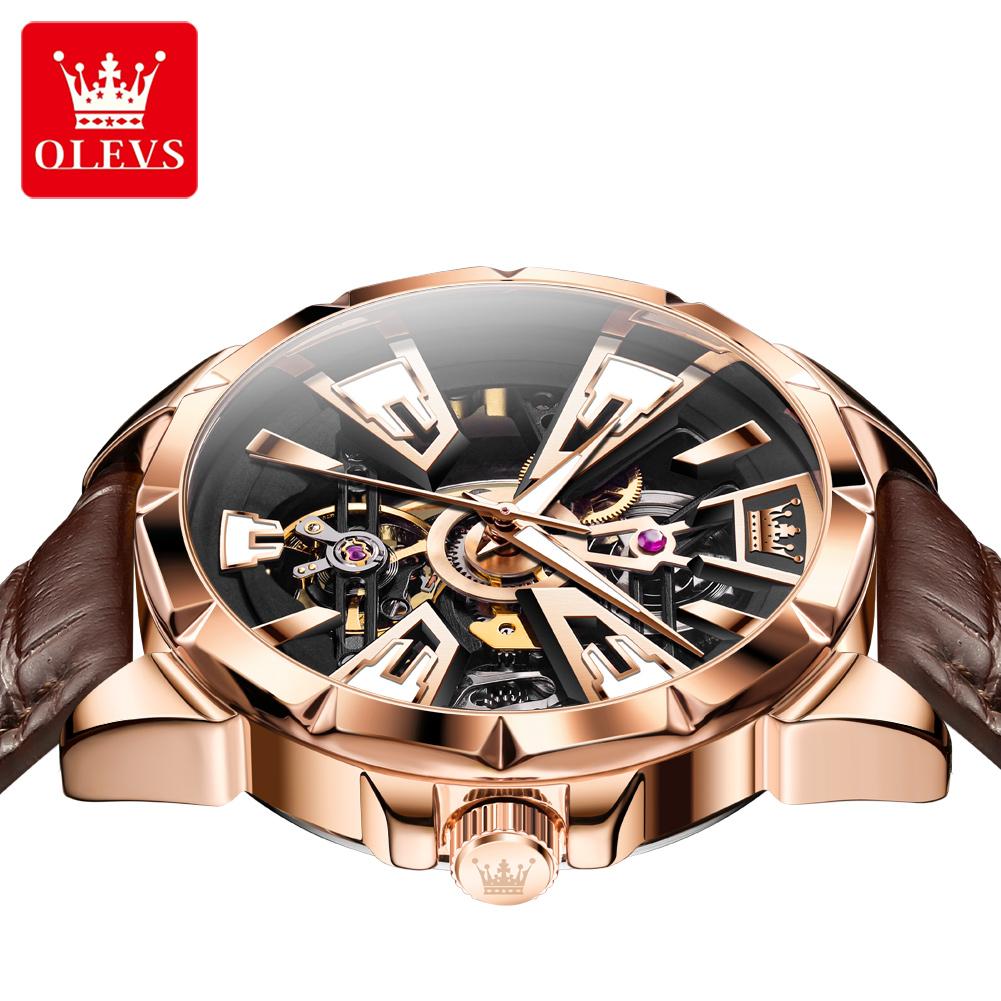 OLEVS 7051 Mens Watches Waterproof Luminous Multifunctional Automatic Mechanical Watch for Men skeleton Watches Luxury Men Reloj