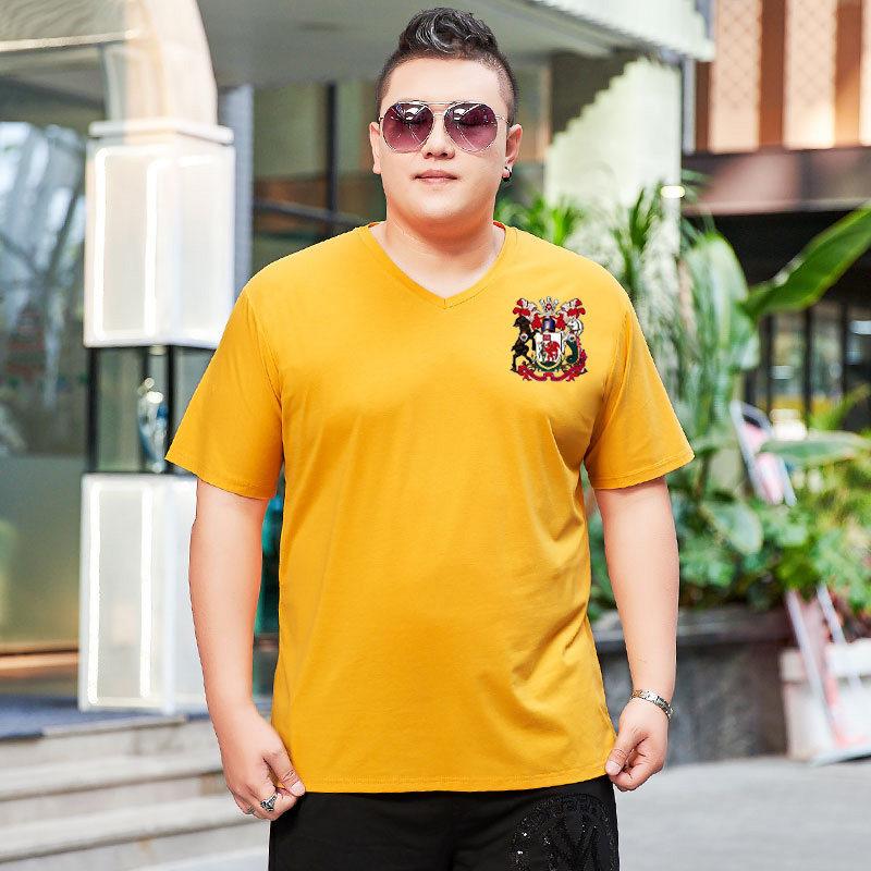 

Мужская футболка большого размера с короткими рукавами Fat Man, свободный популярный топ Fat Man, рубашка-боди, нижняя рубашка 7XL жёлтый