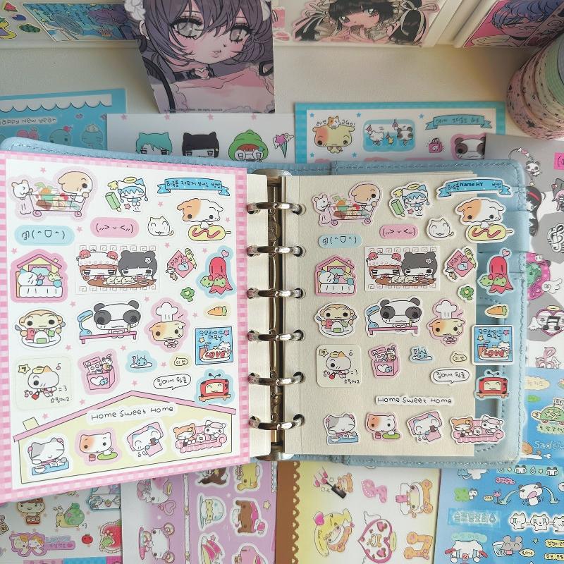 1/9szt. Koreański Styl Ins Kreskówkowe Zwierzę Kawaii Słodki Dzienny Notatnik Naklejki do Konta Ręcznego Scrapbook DIY Naklejki Dekoracyjne
