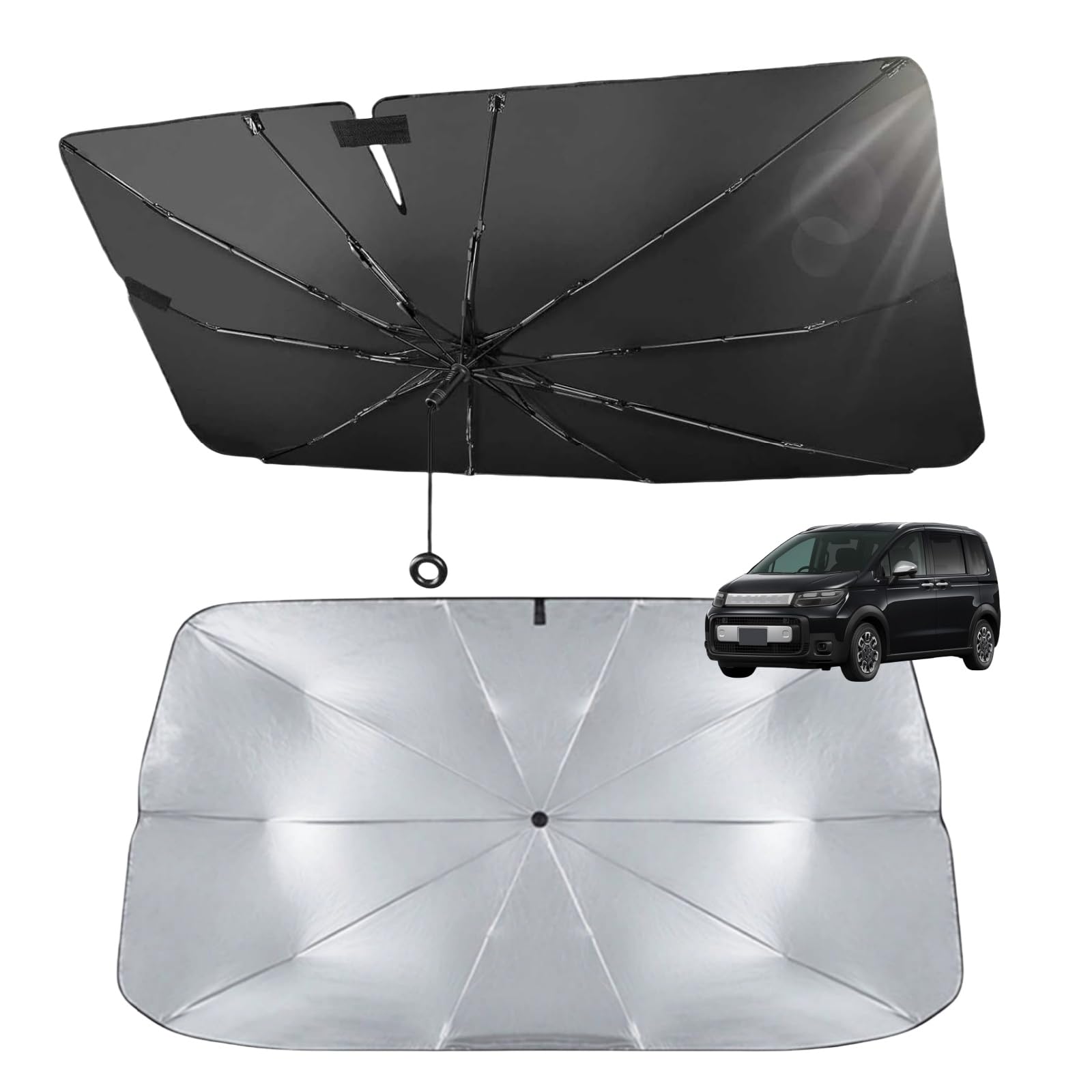 

Yuyu Home Car Sunshade Front Renovated Strong No Middle Car Sunshade Umbrella Type Foldable Shading Heat Shielding Front Sunshade UV Protection 10 Rib