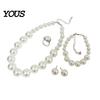 Wedding Necklace Earrings Bracelet 3Pcs/Set Imitation Pearls Jewelry Set, Adjustable Length Choker with Ear Studs White Dress Set And Bracelet,