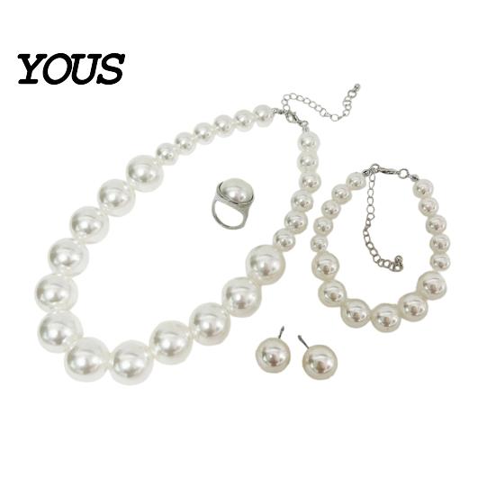Wedding Necklace Earrings Bracelet 3Pcs/Set Imitation Pearls Jewelry Set, Adjustable Length Choker with Ear Studs White Dress Set And Bracelet,