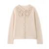 Women's Handmade 100% Mercerized Wool Cardigan - Round Neck Hollow Out Design for Autumn/Winter