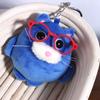 Cute Blue Kitten Plush Keychain Cartoon Stuffed Chubby Cat Doll Keyring Pendant Bag Charm Backpack Hanging Decoration Gifts