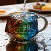 Rainbow D20 Dices Design Glass Cup Geometric Multicolored Heat Resistant For Hot Beverages Ergonomic Handle Gaming Enthusiasts