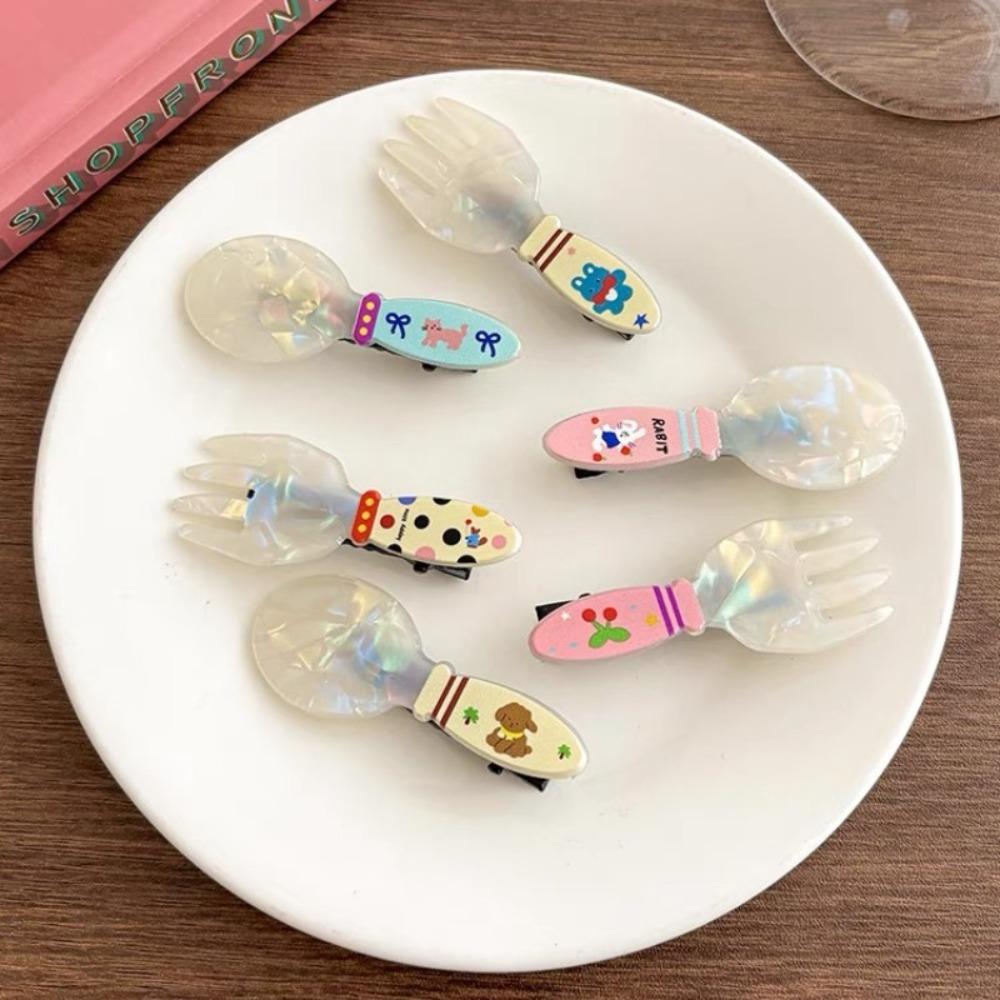 

Dog Spoon Hair Clip Acrylic Cartoon Hairpin Cute Fork Duckbill Clip Party