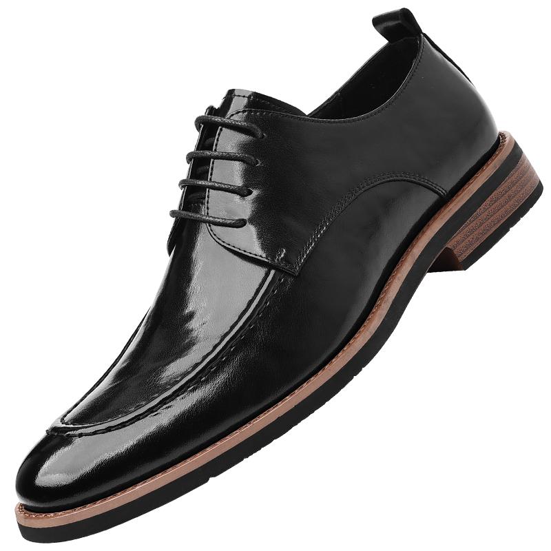 Derby men's leather shoes Gentleman minimalist British style Dress up party Plus Size Adult work and office shoes Black classic