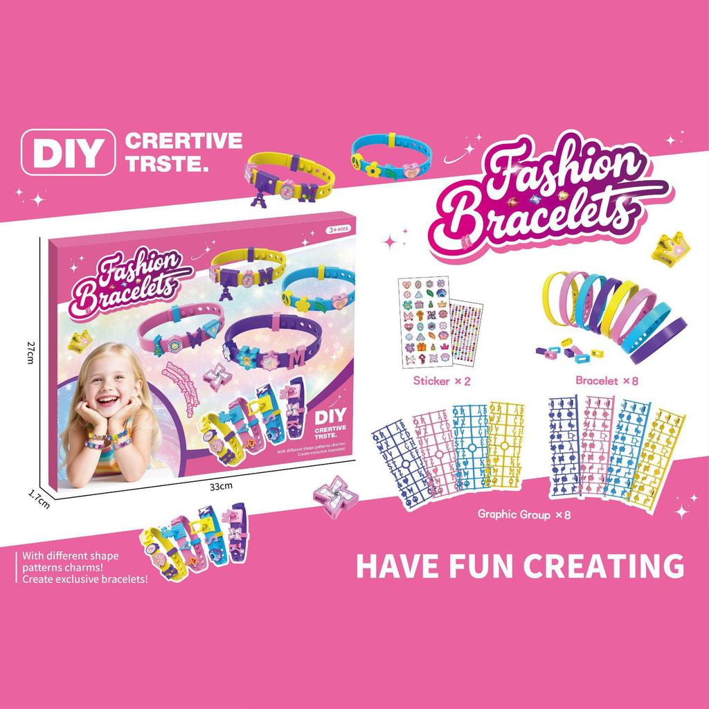 Children's DIY Beaded Bracelet Kit: Creative Cartoon Pendant & Girls' Accessories