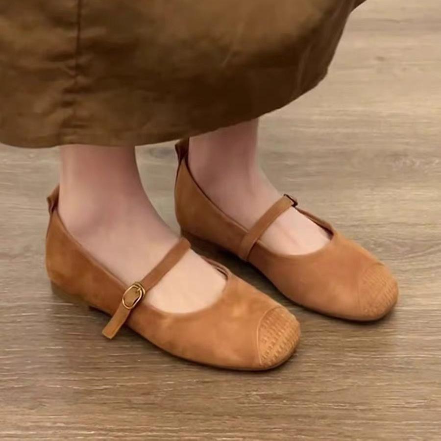 Super Soft Lambskin~ French Flat Single Shoes Women's Skirt Versatile Ballet Evening Shoes Retro Mary Jane Shoes