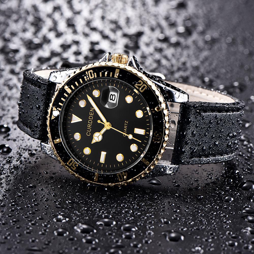 Men's Fashion Quartz Watch with Calendar, Simple Leather Strap, Student Design