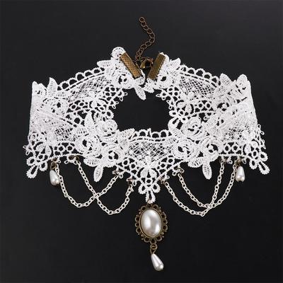 Fashion Vintage Bride Lace Wedding Women White Choker Collar Jewelry Bridal Necklace