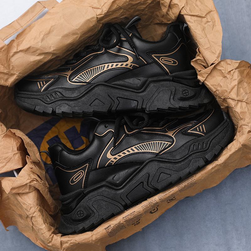 

Мужская обувь на платформе, увеличивающая рост, папины туфли, мужская мода, осень, стиль колледжа, универсальная, повседневная, спортивная, модная обувь для хлеба, мужская 39 чёрный