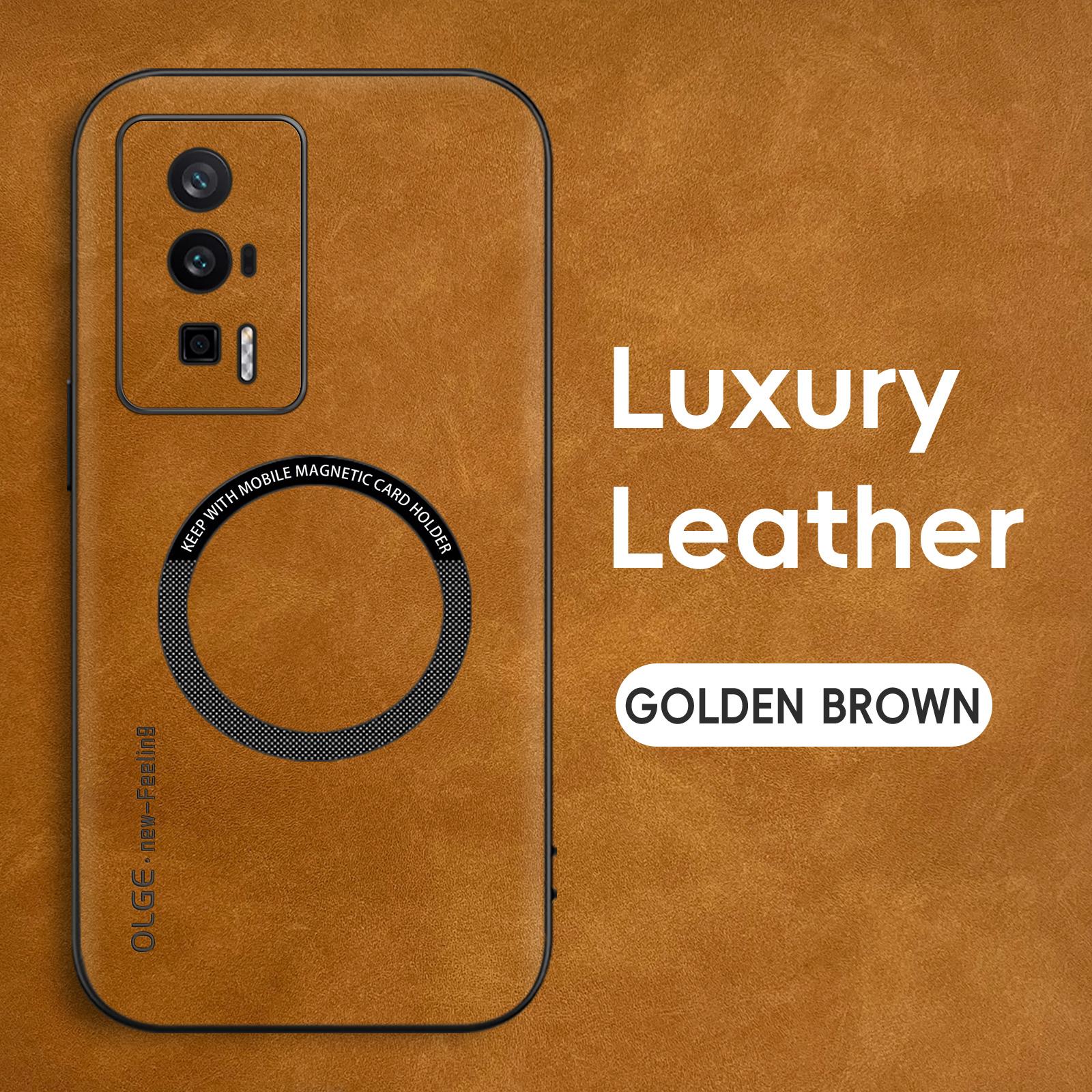 

Магнитный ретро кожаный чехол для Xiaomi Poco F5 Pro PocoF5 Pro Беспроводной зарядный чехол для телефона For Poco F5 Pro коричневый