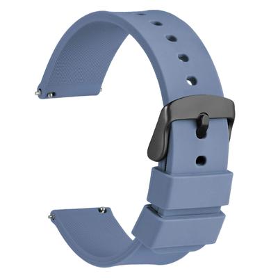 Kautschukarmband aus Silikon, 22 mm, wasserdicht, Ersatzarmband für Uhren, Schnellverschluss, Gummiarmband, Sky Buckle [WOCCI], Blau/Schwarz