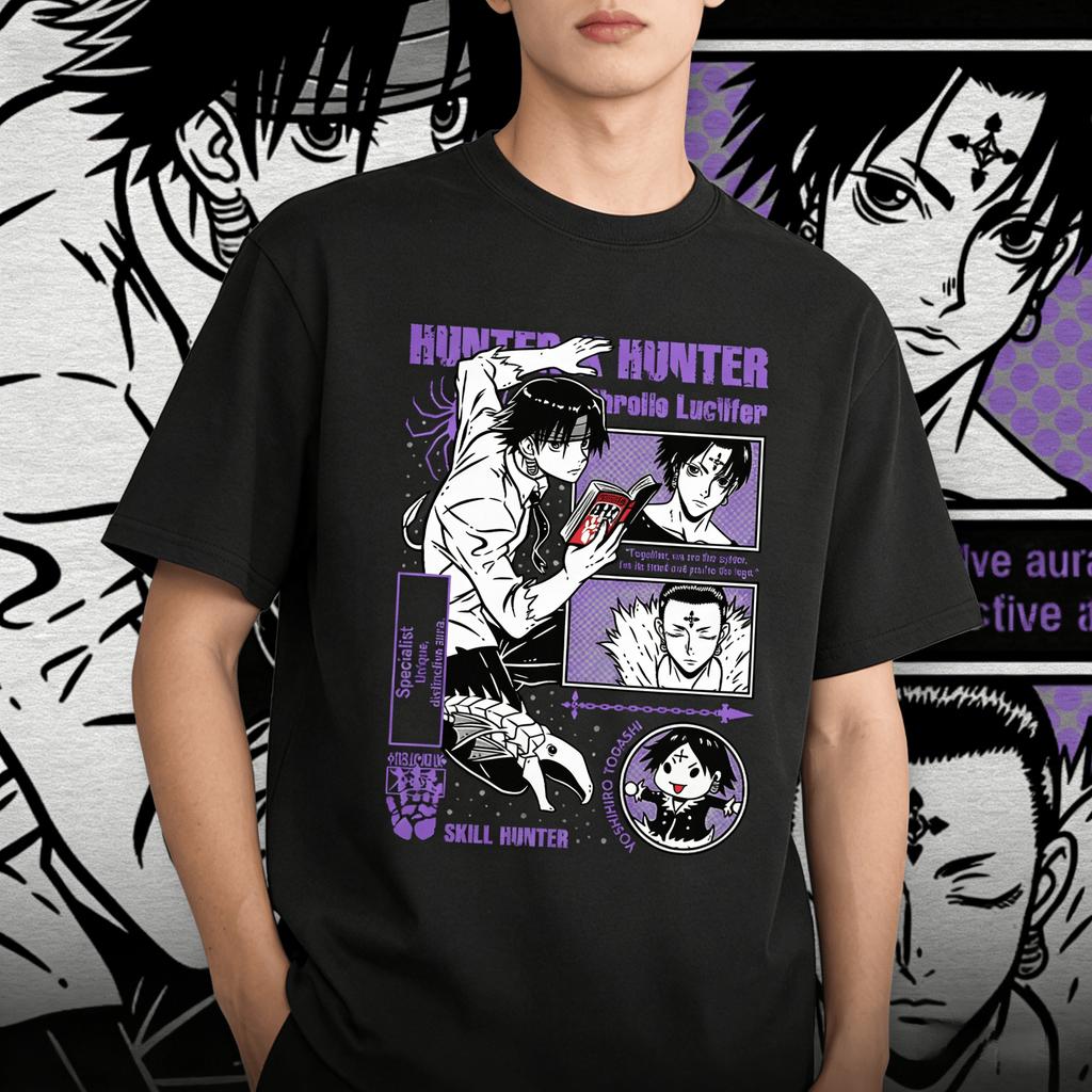 Hunter x Hunter Chrollo Graphic Unisex TShirt Oversized 100 Cotton Unisex ONeck Short Sleeve Y2k Women Popular Streetwear Tee
