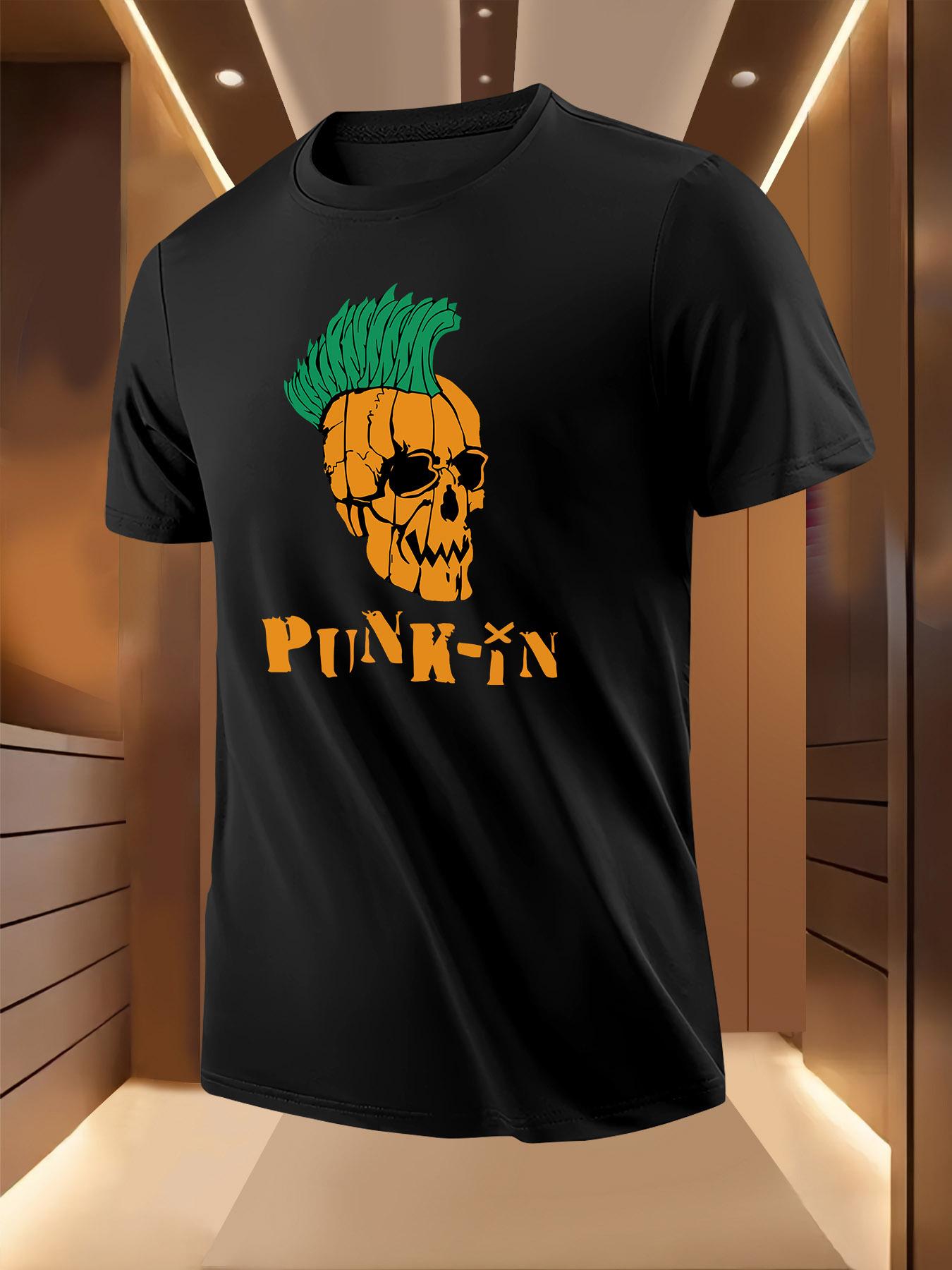 Punk Pumpkin Skull Graphic Tshirt - Lightweight Breathabl... XXXXL