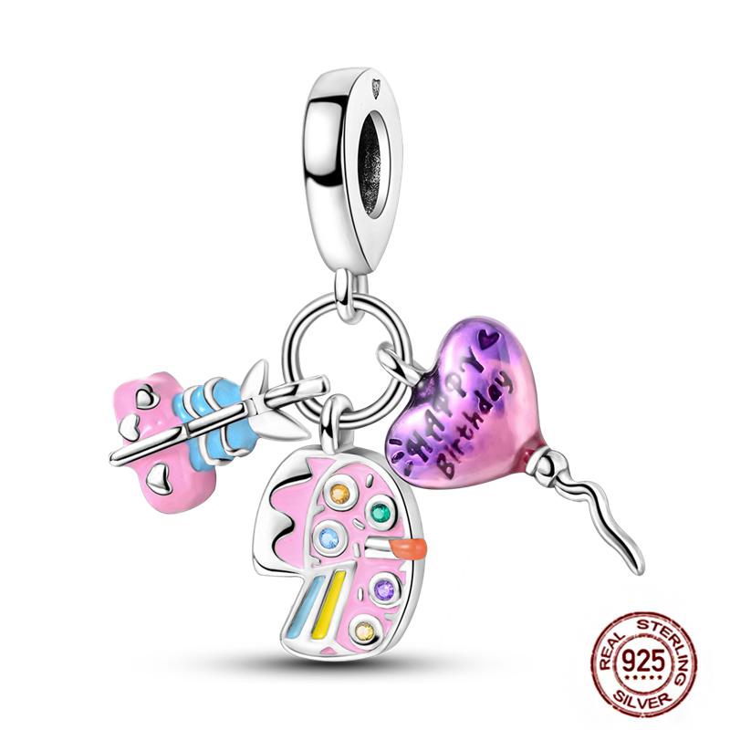 Daily Articles Copper Pink Perfume Charms Camera Dumbbell Smart Watch Beads Fit Original Bracelets Diy Jewelry Gift