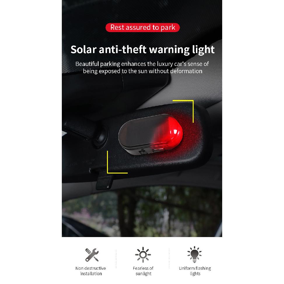 1pc Car Fake Security Light Solar Powered Simulated Dummy Alarm Wireless Warning Anti-Theft Caution Lamp LED Flashing Lights Dome Lights 6