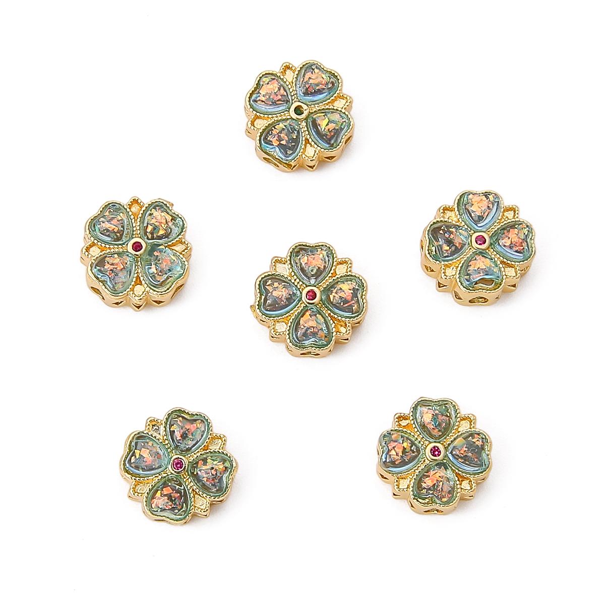 

1 шт./пакет медные золотые цветочные бусины-разделители DIY ожерелье браслет серьги кольца ювелирные аксессуары 11x11mm 1pc/bag