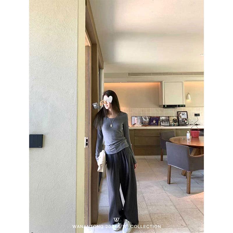 Gentlewomen Striped High-Waisted Autumn Straight-Leg Casual Pants