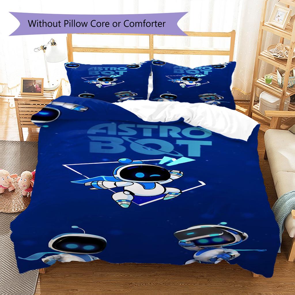 ASTRO BOT Pattern Bedding,Quilt Set Quilt Cover Pillowcase Home Birthday Gift (1 * Duvet Cover + 2 * Pillowcase, Without Core)