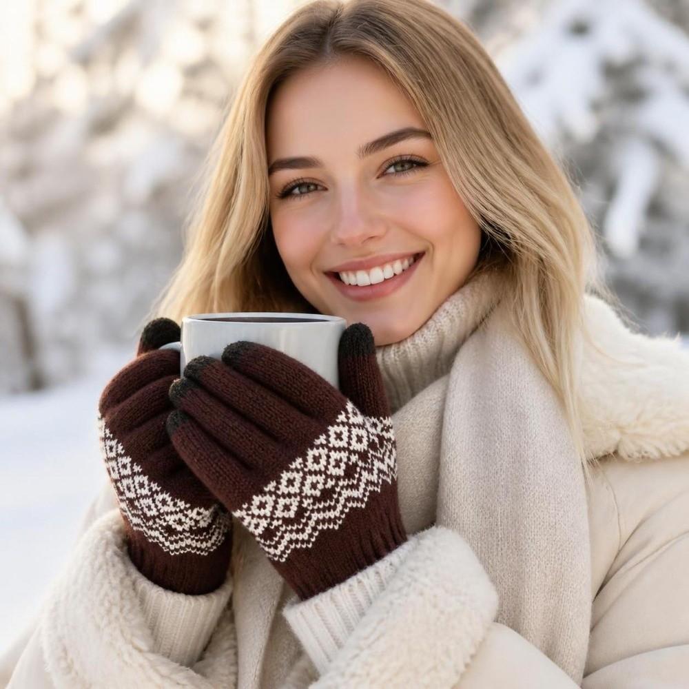 Warm Touch Screen Gloves Thickened Wool Gloves Fashion Cycling Gloves  for Men Women