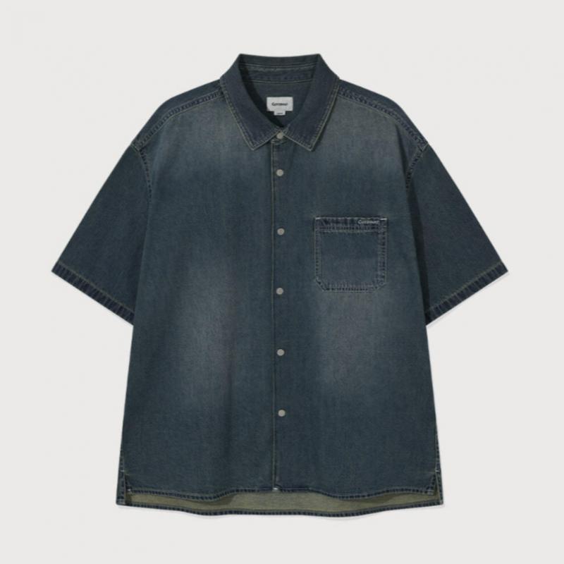 Covernot Washed Denim Half Shirt B1 Co2502ss03 Lb Bl
