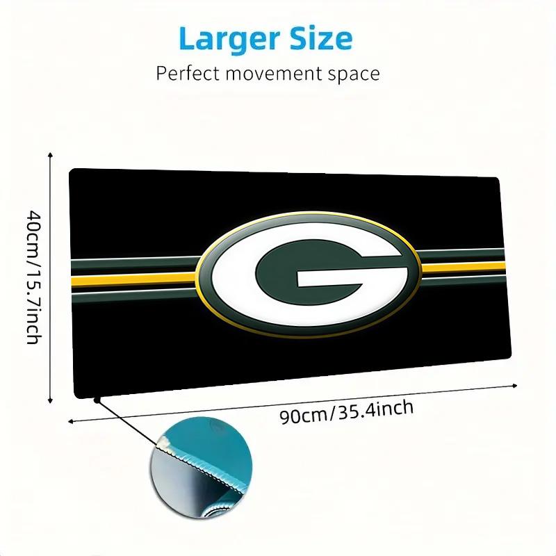 Green Bay Packers Tryck Kudde Halkfri Laptop Surfplatta Stor Musmatta XXL Mat Mini PC Spelmatta Med Låst kant