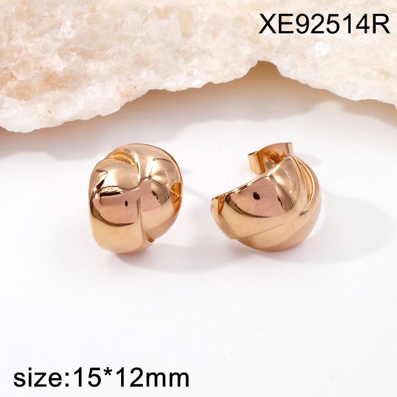 Elegant Geometric 18K Gold Plated Stainless Steel Earrings for Women - Luxury C-Shaped Stud Jewelry Bestseller