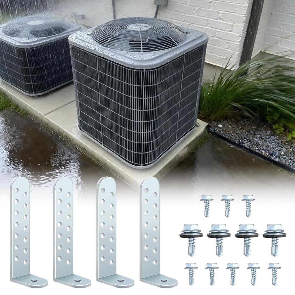 Condenser Bracket Kit 4 Pieces Tie Down Mount Heavy Duty Condenser Bracket for Home Hotel Masonry Outdoor Industrial Business