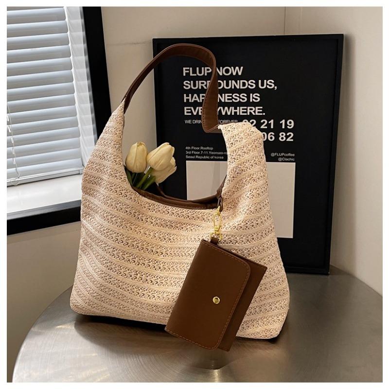 

Straw bag, armpit big bag, new trendy beach woven bag, large capacity portable tote simple straw bag