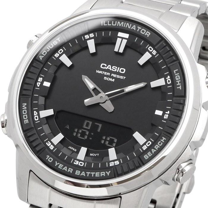 Casio World Time Analog-Digital Quartz Men's Watch AMW-880D-1AV Black Metal Band
