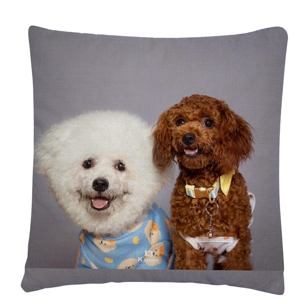 Kissenbezug mit Welpen-/Hunde-Kunstfoto-Muster, Polyester, Kissenbezug, Heim-Sofa-Auto-Dekor