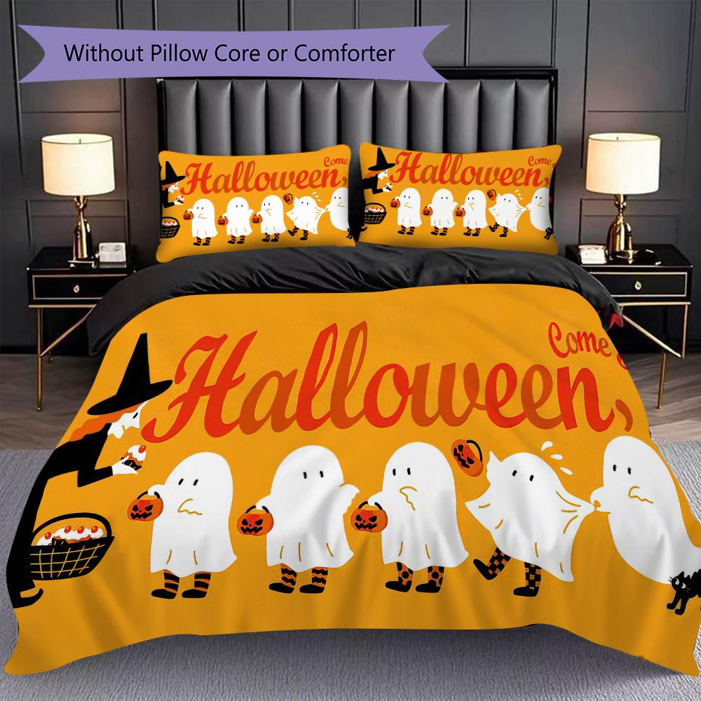 1PC Halloween theme pattern Bedding Quilt Set Quilt Cover Pillowcase Home Decoration Birthday Gift (1 * duvet cover + 2 * pillowcase, without core)
