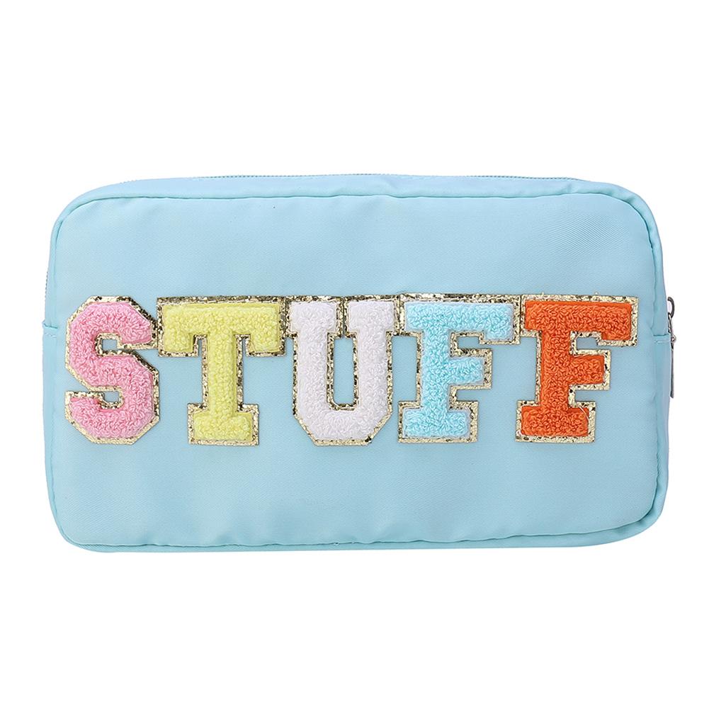Casual Toiletry Bag Embroidery Letter Patch Travel Organizer Portable Zipper Female Cosmetic Bag Waterproof Nylon for Lady Girls