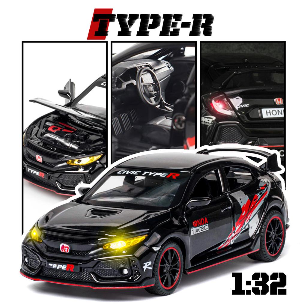 1/32 Honda Civic Type-R Legierungsmodell, Exquisites Desktop-Ornament, Das beste Sammlerstück für Automodell-Enthusiasten, Halloween-Geschenk