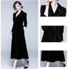 Autumn Women Vintage Wrap Black Velvet Maxi Coat Thick Warm Long Trench Coat Outwear