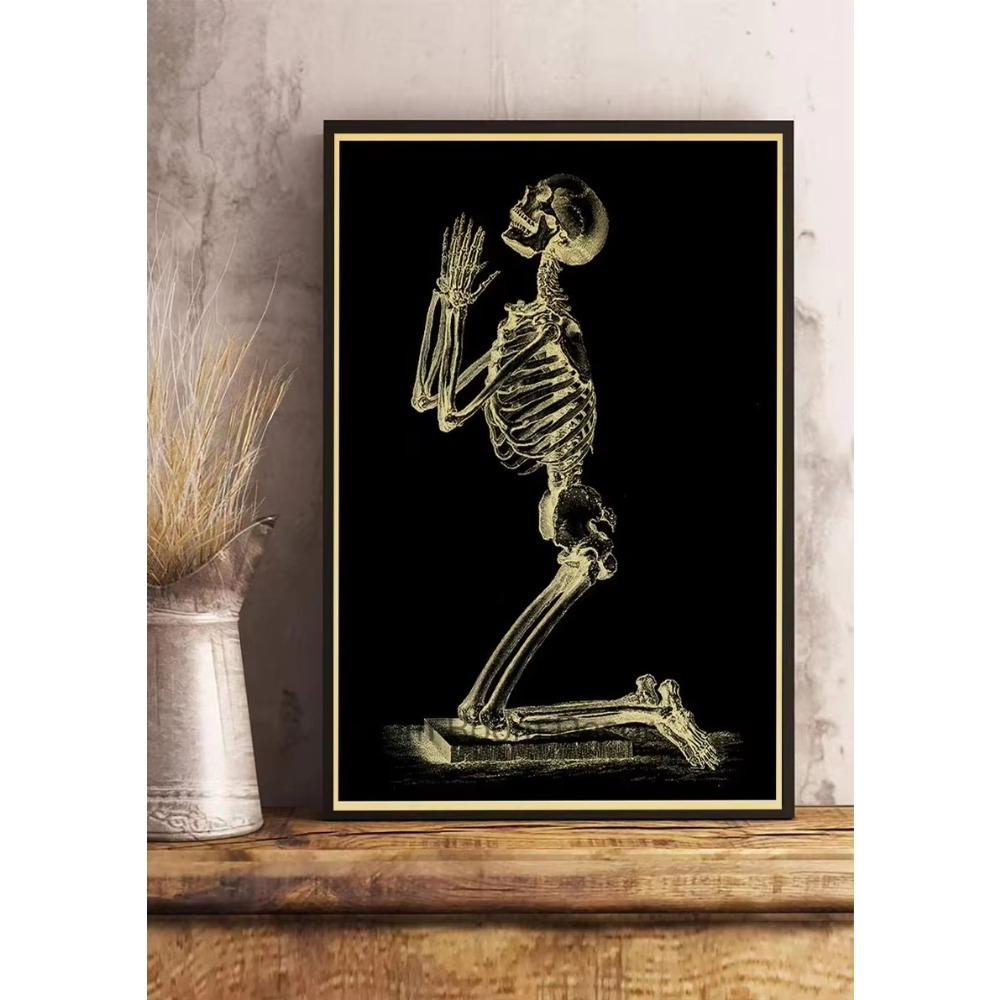 Simple Skull Posters Vintage Kraft Paper Prints Nostalgia Wall Sticker Home ation Bedroom Painting Fashion Bedroom Paint