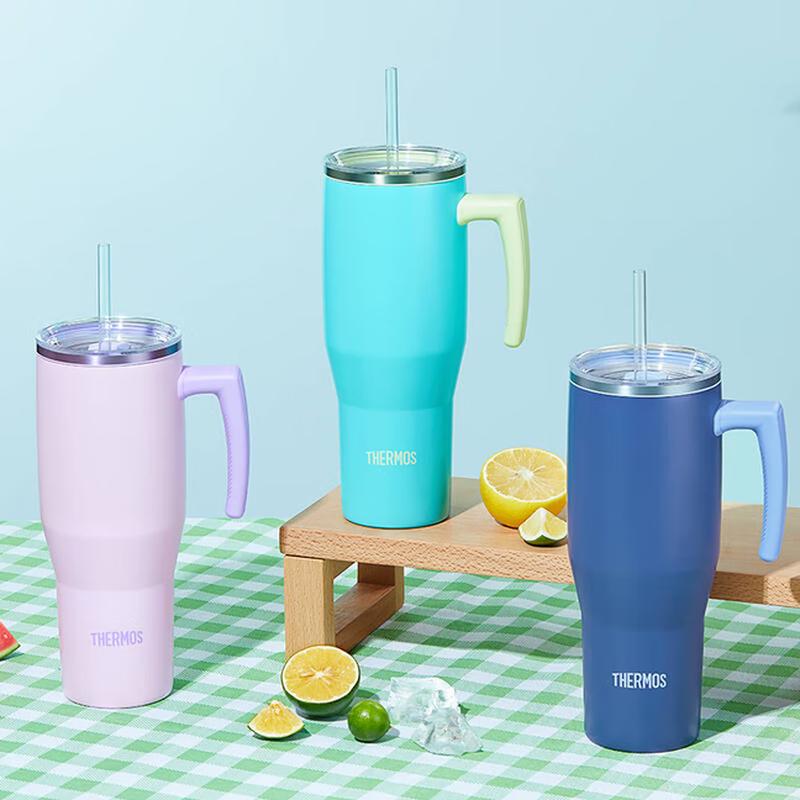 Thermos 1.1L Stainless Steel Double-Drink Straw Tumbler